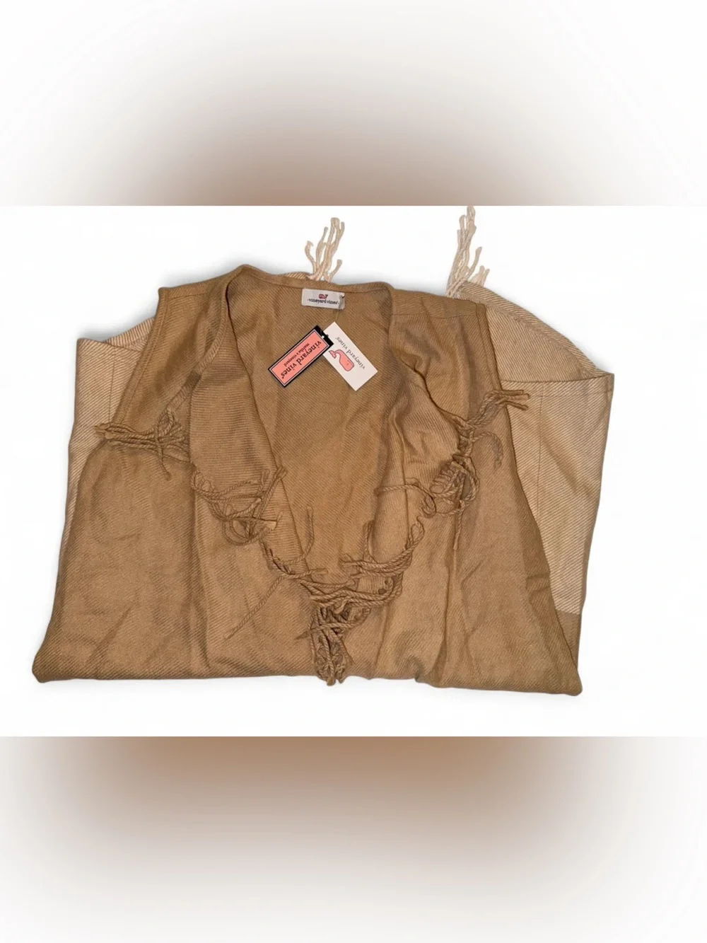 Vineyard Vines Two-Tone Fringe Tan Swim Cover-Up